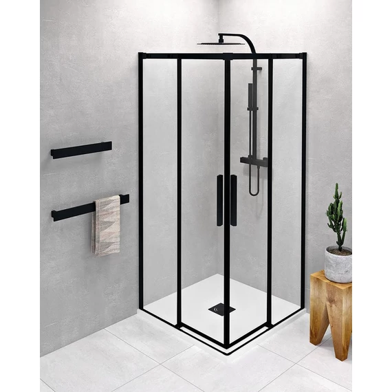 ALTIS LINE BLACK szögletes zuhanykabin, 800x800mm, sarokbelépős, transzparent üveg