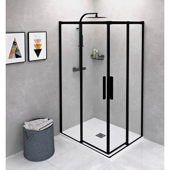 ALTIS LINE BLACK szögletes zuhanykabin, 900x800mm, jobbos/balos, sarokbelépős