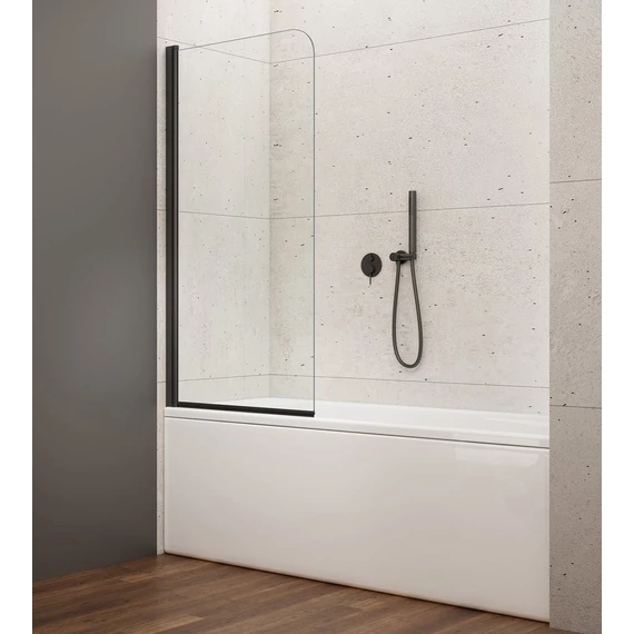 AQUALINE VILMA kádparaván, 60x140cm, transzparent üveg, fekete