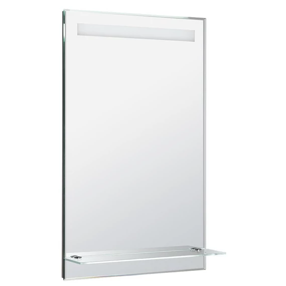 AQUALINE LED tükör világítással, üveg polc, billenő kapcsoló, 50x80cm
