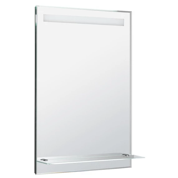 AQUALINE LED tükör világítással, üveg polc, billenő kapcsoló, 60x80cm