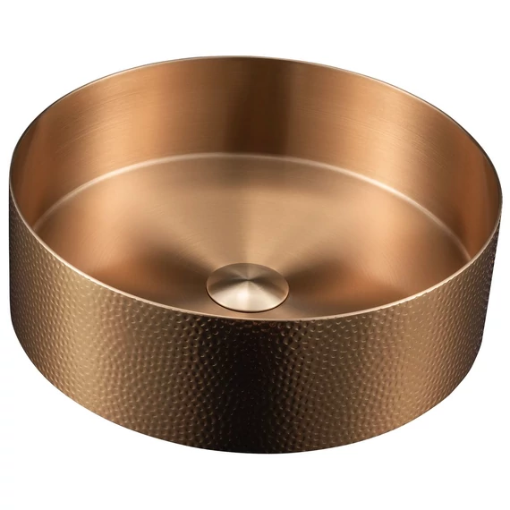 AURUM mosdó klik-klak lefolyóval, texturált felülettel, átm:38cm, matt réz