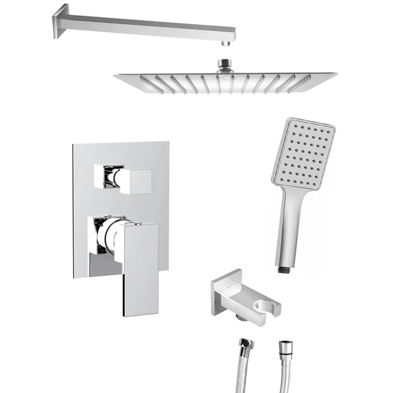 CUBEMIX falbasüllyesztett csaptelep, zuhanyszettel, fejzuhannyal, 2-irányú, króm