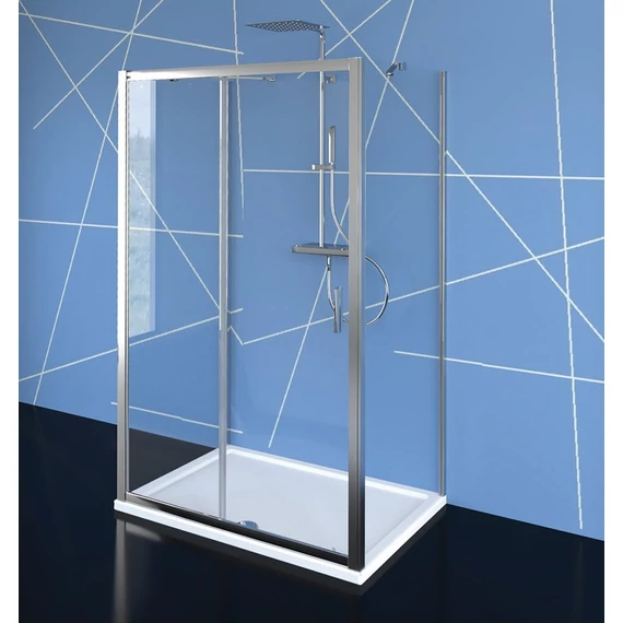 POLYSAN EASY LINE zuhanyajtó 2 oldalfallal, 2 merevítővel, 1000x800mm, transzparent üveg