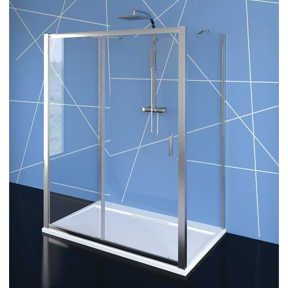 POLYSAN EASY LINE zuhanyajtó 2 oldalfallal, 2 merevítővel, 1500x700mm, transzparent üveg