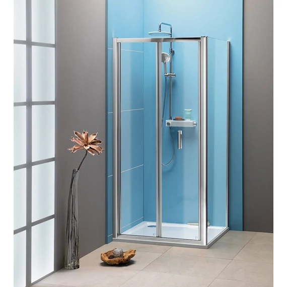 POLYSAN EASY LINE harmónikaajtó oldalfallal, 900x900mm, transzparent üveg