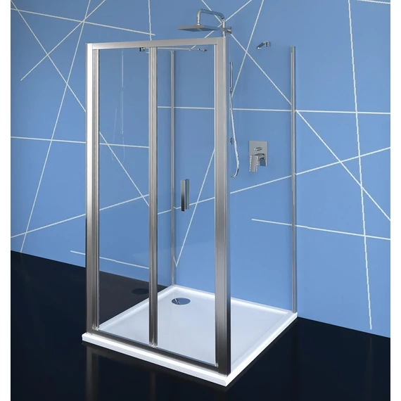 POLYSAN EASY LINE harmónikaajtó 2 oldalfallal, 2 merevítővel, 900x900mm, transzparent üveg