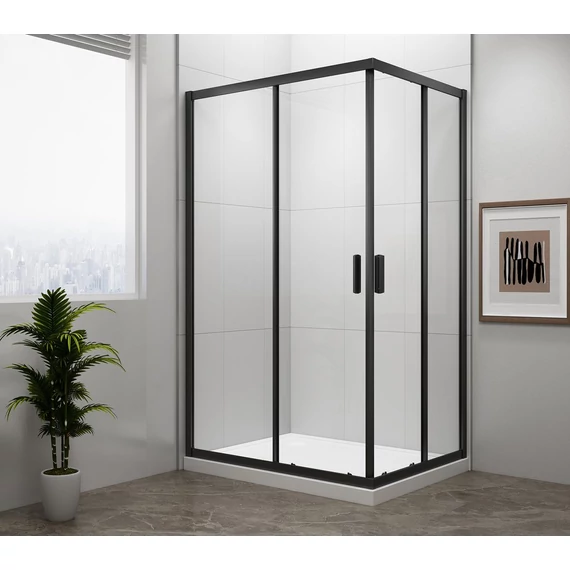 POLYSAN EASY LINE BLACK szögletes zuhanykabin, 900x800mm, matt fekete profil/transzparent üveg
