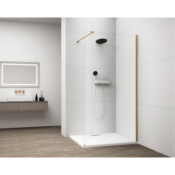 ESCA GOLD MATT Walk-in zuhanyfal, falra szerelhető, transzparent üveg, 1400mm