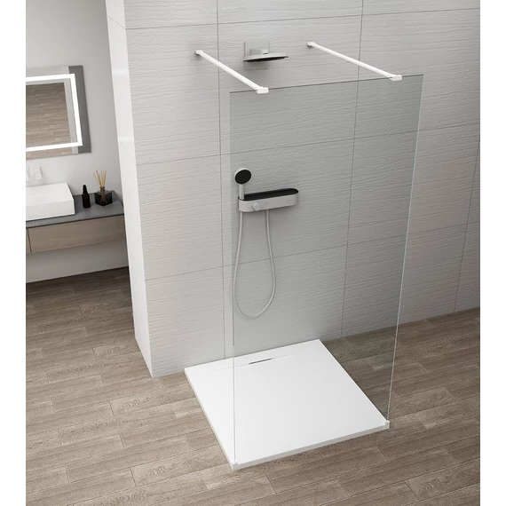 ESCA WHITE MATT Walk-in zuhanyfal, szabadonálló, transzparent üveg, 1400mm