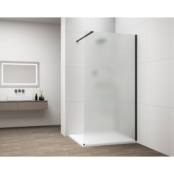 ESCA BLACK MATT Walk-in zuhanyfal, falra szerelhető, matt üveg, 1500mm