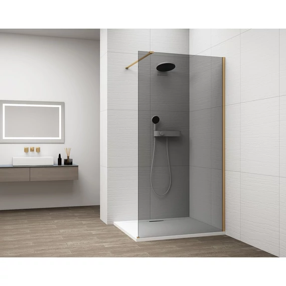 ESCA GOLD MATT Walk-in zuhanyfal, falra szerelhető, füst üveg, 1300mm