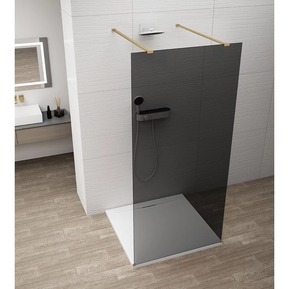 ESCA GOLD MATT Walk-in zuhanyfal, szabadonálló, füst üveg, 1300mm