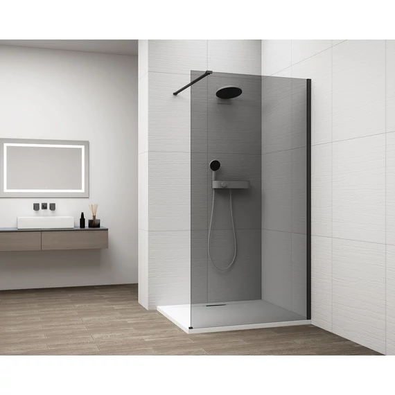 ESCA BLACK MATT Walk-in zuhanyfal, falra szerelhető, füst üveg, 1400mm