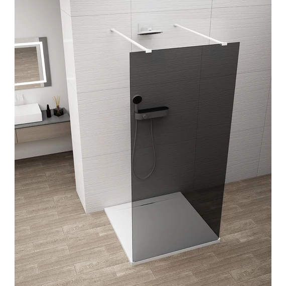 ESCA WHITE MATT Walk-in zuhanyfal, szabadonálló, füst üveg, 1400mm