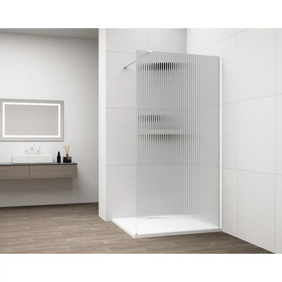 ESCA WHITE MATT Walk-in zuhanyfal, falra szerelhető, flutes üveg, 1200mm