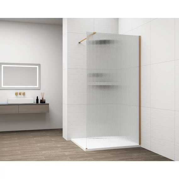 ESCA GOLD MATT Walk-in zuhanyfal, falra szerelhető, flutes üveg, 1500mm