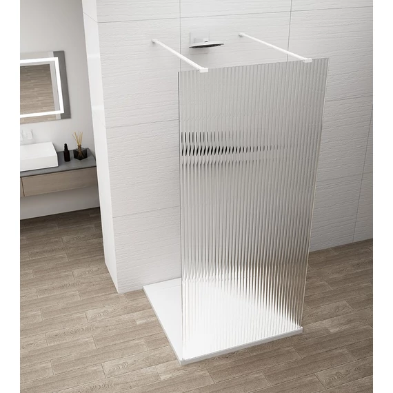 ESCA WHITE MATT Walk-in zuhanyfal, szabadonálló, flutes üveg, 1500mm
