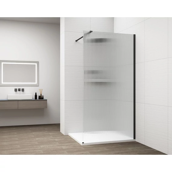 ESCA BLACK MATT Walk-in zuhanyfal, falra szerelhető, flutes üveg, 900mm