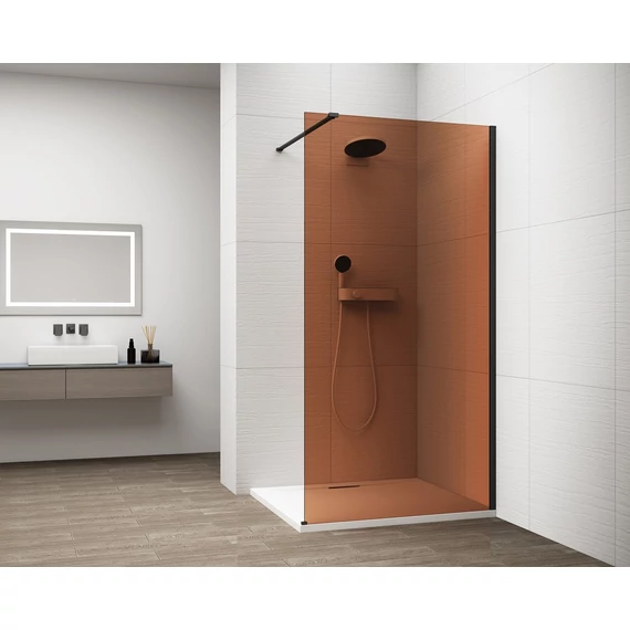 ESCA BLACK MATT Walk-in zuhanyfal, falra szerelhető, barna üveg, 1300mm
