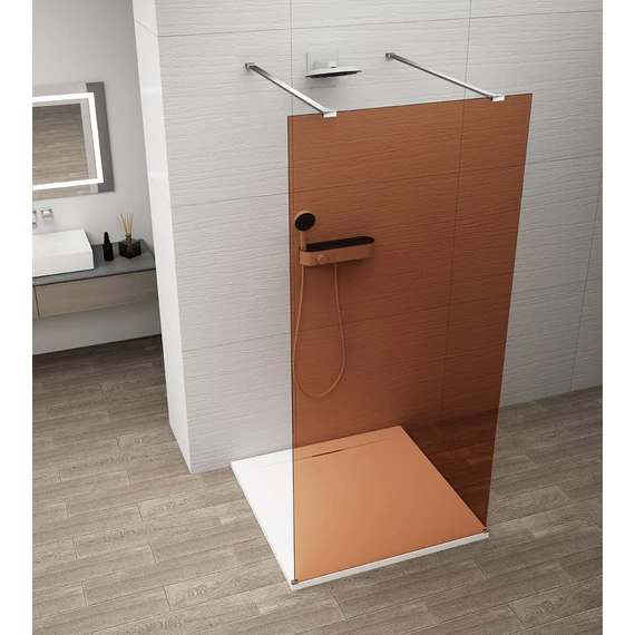 ESCA CHROME Walk-in zuhanyfal, szabadonálló, barna üveg, 1300mm