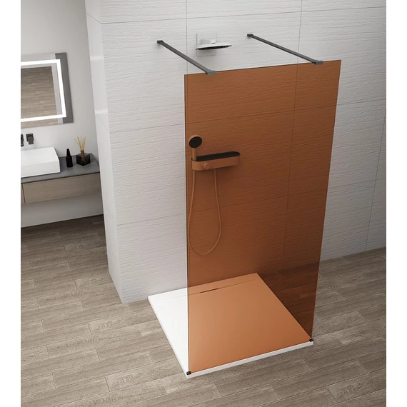 ESCA BLACK MATT Walk-in zuhanyfal, szabadonálló, barna üveg, 1300mm