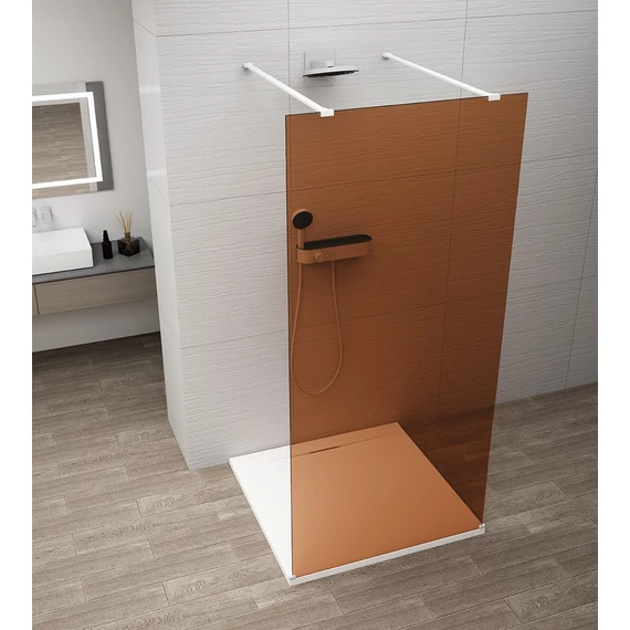 ESCA WHITE MATT Walk-in zuhanyfal, szabadonálló, barna üveg, 1300mm