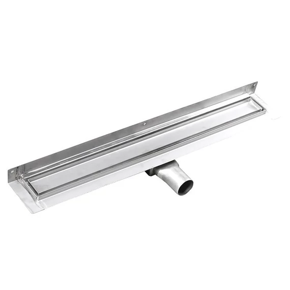 GELCO MANUS inox padlóösszefolyó, falhoz PIASTRA rosttal, 750x112x55mm