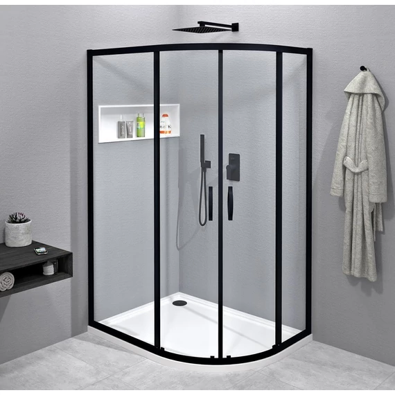 GELCO SIGMA SIMPLY íves zuhanykabin, 1000x800mm, R550, transzparent üveg, matt fekete