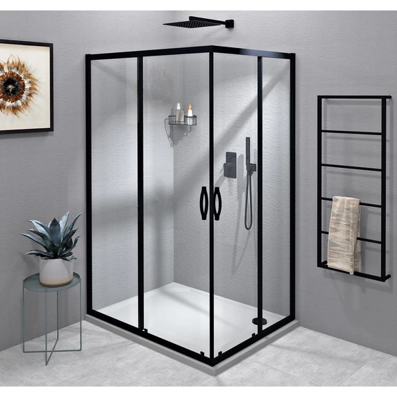 SIGMA SIMPLY BLACK szögletes zuhanykabin 1000x800mm, balos/jobbos, sarokbelépős