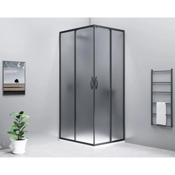 GELCO SIGMA SIMPLY BLACK szögletes zuhanykabin, 900x800mm, jobbos/balos, sarokbelépős, Brick üveg