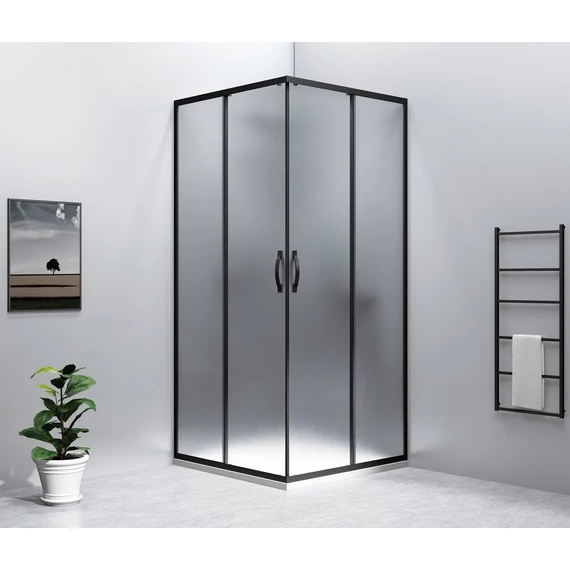 GELCO SIGMA SIMPLY BLACK szögletes zuhanykabin, 900x900mm, sarokbelépős,  Brick üveg
