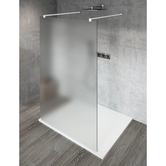 VARIO WHITE Szabadon álló zuhanyfal merőleges merevítőkkel, matt üveg, 1400mm
