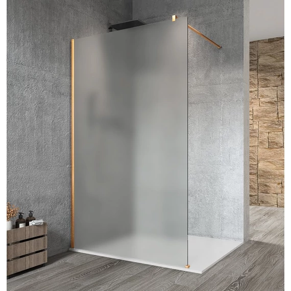 VARIO GOLD MATT Fix zuhanyfal, fali profillal, merőleges merevítő nélkül, matt üveg, 900mm
