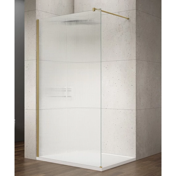 VARIO GOLD MATT Fix zuhanyfal, fali profillal, merőleges merevítő nélkül, nordic üveg, 1100mm