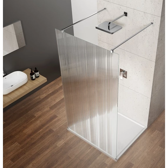 VARIO CHROME Szabadon álló zuhanyfal merőleges merevítőkkel, nordic üveg, 800mm