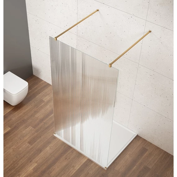 VARIO GOLD MATT Szabadon álló zuhanyfal merőleges merevítőkkel, nordic üveg, 900mm