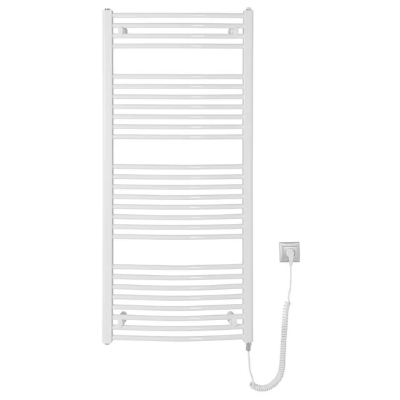 AQUALINE ORBIT-E elektromos fürdőszobai radiátor fűtőpatronnal, íves, 600x1320mm, 600W, fehér