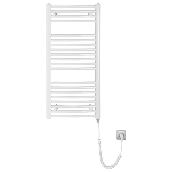 AQUALINE ORBIT-E elektromos fürdőszobai radiátor fűtőpatronnal, íves, 450x960mm, 300W, fehér