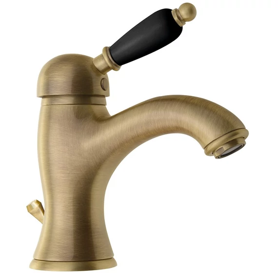 KIRKÉ mosdócsaptelep, automata leeresztővel, fekete kerámia karral, bronz