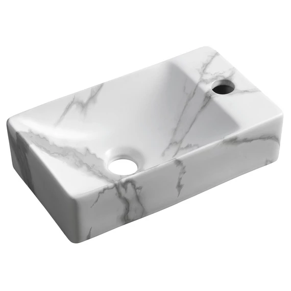 SMALL MARGITHA kerámiamosdó, 38x22cm, jobbos, carrara