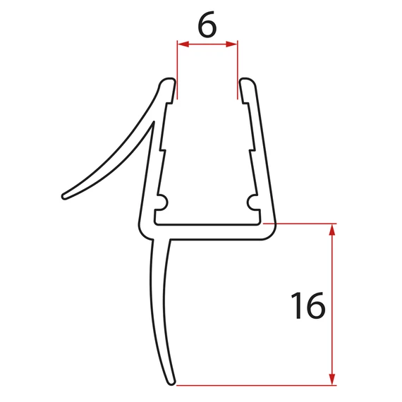 LEGRO tartalék vízvető szilikon ajtó alsó élére, 425 mm, 6 mm-es üveghez