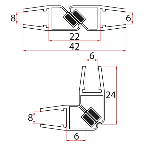 LEGRO tartalék set of mágneses tömítés for doors with fixed wall,1900mm