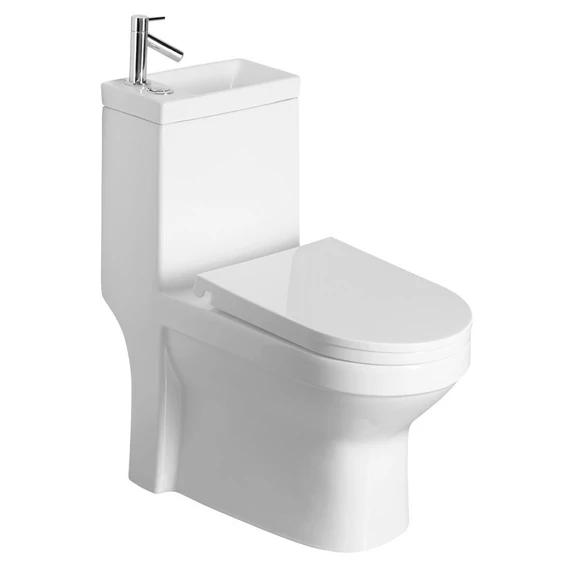 AQUALINE HYGIE monoblokkos WC, alsó/hátsó kifolyású, WC-ülőke nélkül, mosdóval