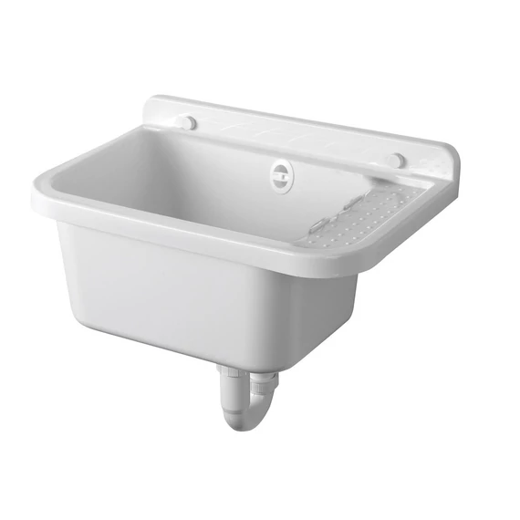 AQUALINE Fali kiöntő rakodó felülettel, szifonnal, 50x34cm, PVC, fehér