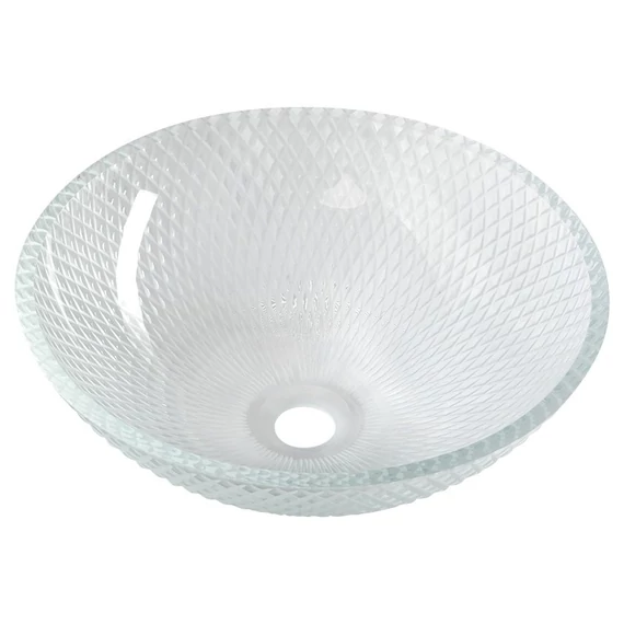BEAUTY PUKETA gravírozott üvegmosdó, átm:42cm, transzparent üveg