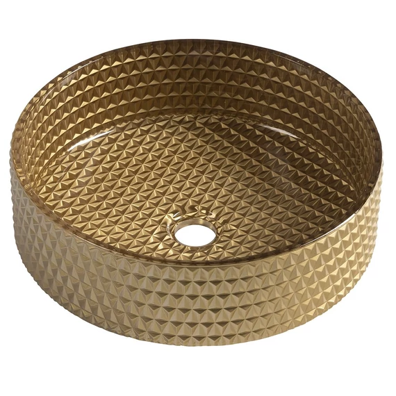 MARAGUA gravírozott üvegmosdó, átm:39,5 cm, arany