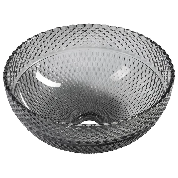 MARAC gravírozott üvegmosdó, átm:39,5cm, fekete