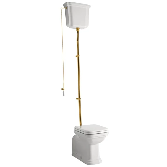 KERASAN WALDORF álló WC, alsó/hátsó kifolyású, tartállyal, öblítőmechanikával, ülőke nélkül, fehér/króm