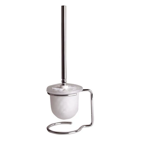 BEMETA OMEGA Álló WC kefetartó, üveg, fehér kefe, 110x400x130mm, króm (104113102)